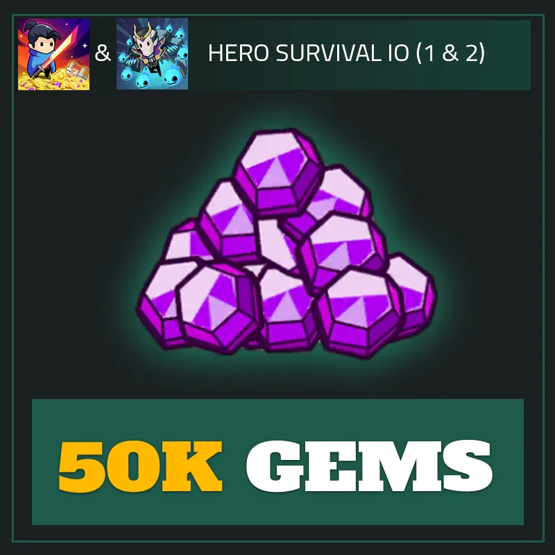 50K Gems — Hero Survival IO-Hero Survival IO 1 & 2