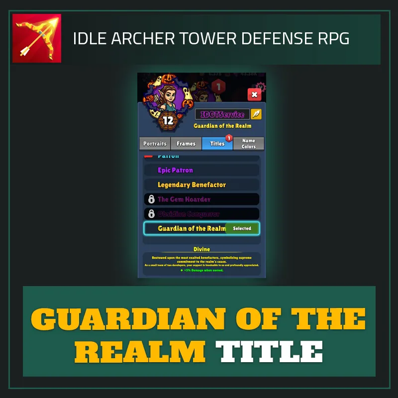 Guardian of the Realm Title — Idle Archer Tower Defense-Idle Archer Tower Defense RPG