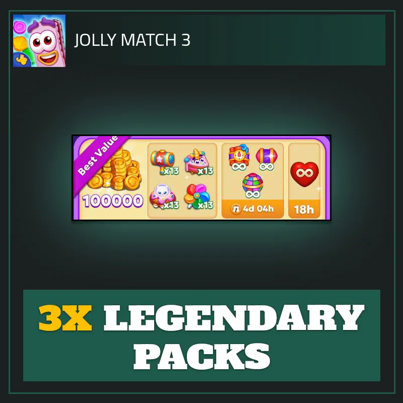 3x Legendary Packs — Jolly Match 3-Jolly Match 3