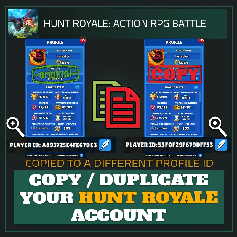 Copy/Duplicate Your Hunt Royale Account-Hunt Royale
