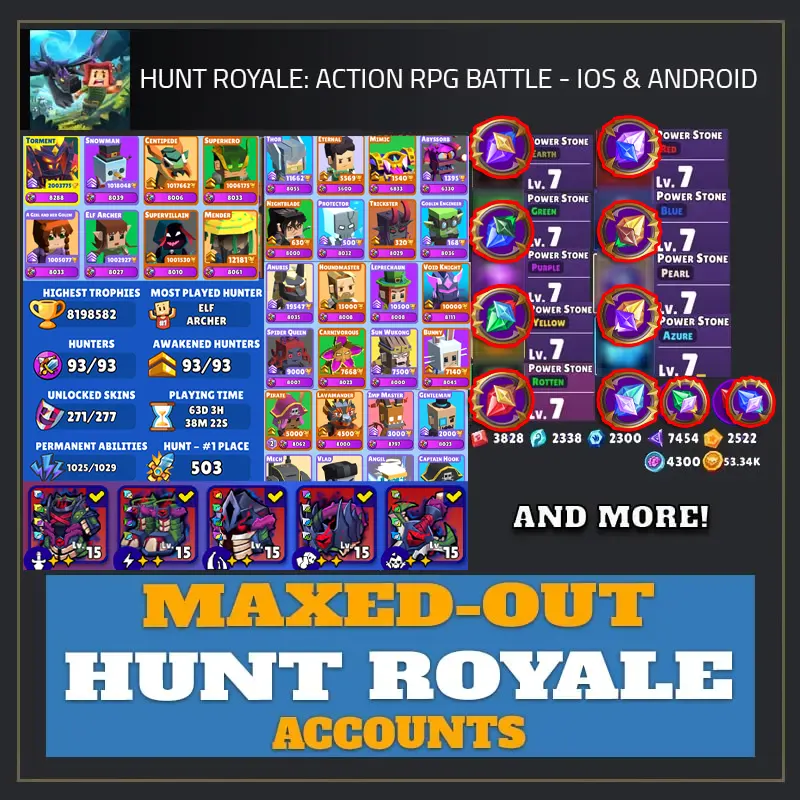 Hunt Royale Maxed Accounts — (Titan's Gear, All Hunters, Mega Stones)-Hunt Royale
